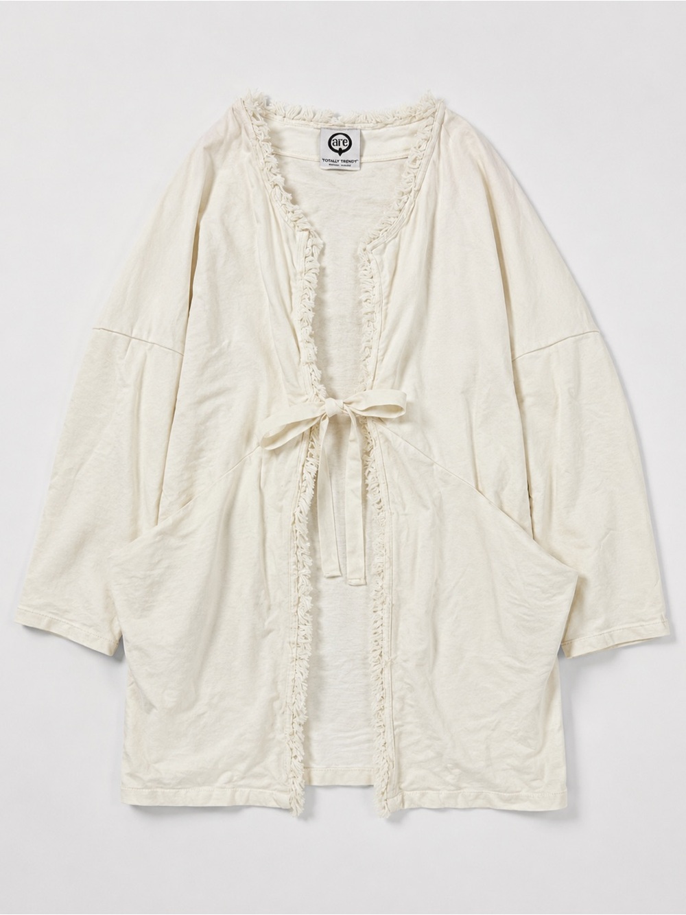 Unique Designer Wendy Trendy Made in Italy White Fringe Trim Open Front Cardigan